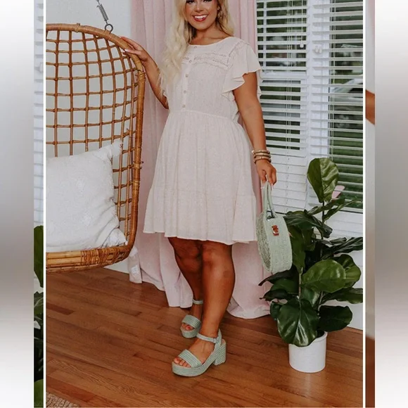 Impressions Dresses Boho Cream Colored Mini Dress Size 3x